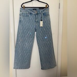 Fire and Rain Denim Wide Leg Rhinestone Jeans
